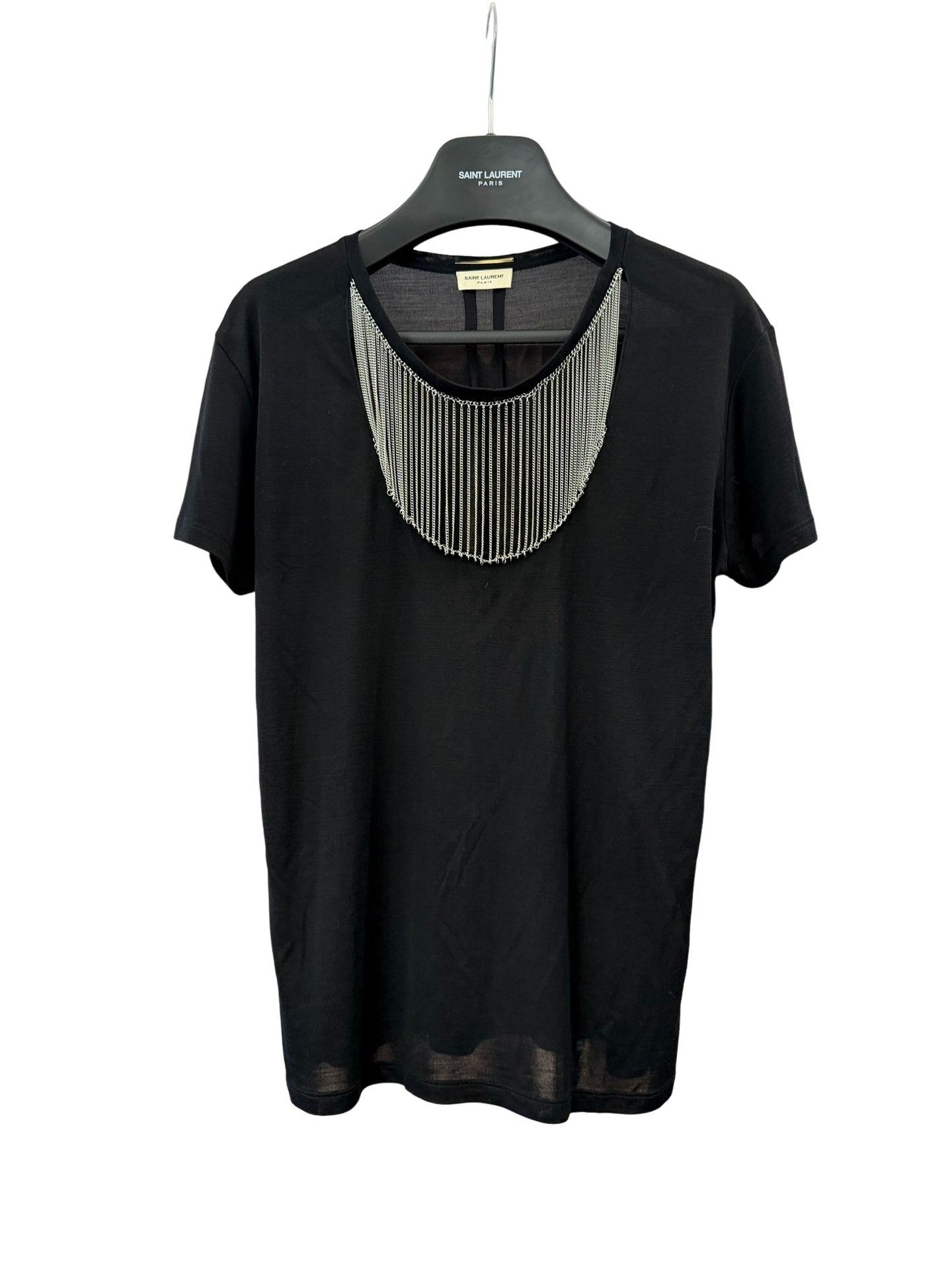 Saint Laurent Paris Saint Laurent Chain Embellished T-Shirt Size S Size US S / EU 44-46 / 1 - 1 Thumbnail