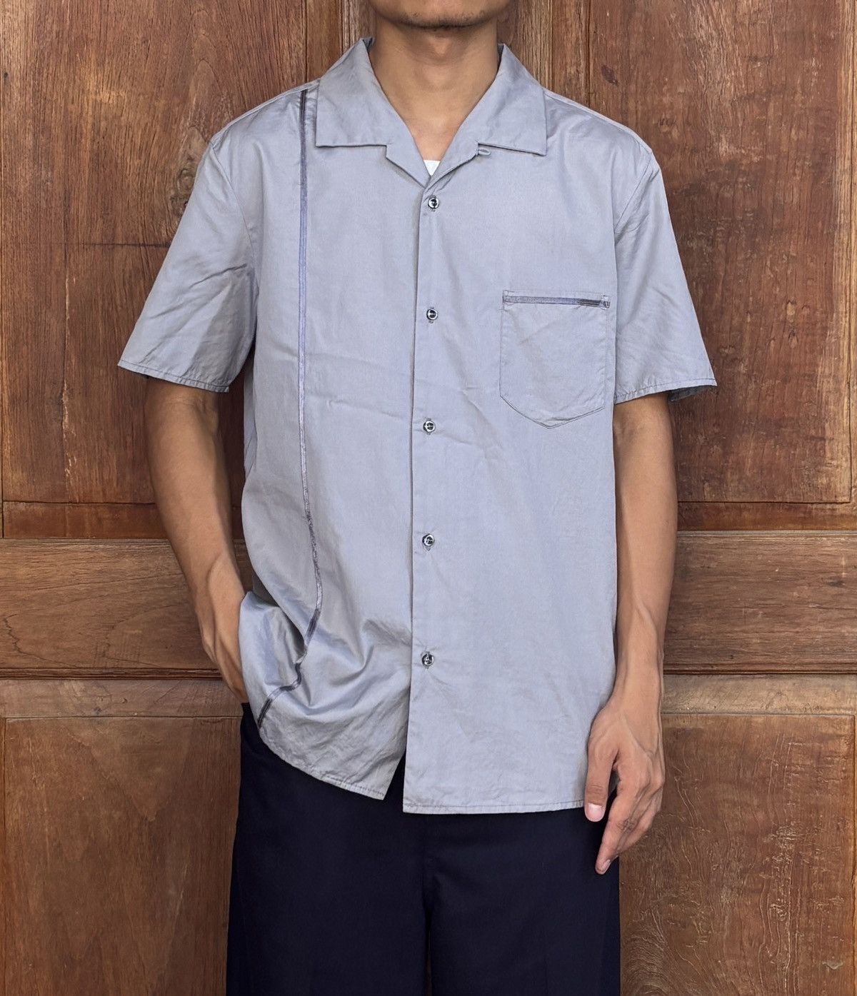 Yohji Yamamoto FREE TAX! AAR Ribbon Paneled Open Collar Shirt Size US M / EU 48-50 / 2 - 1 Thumbnail