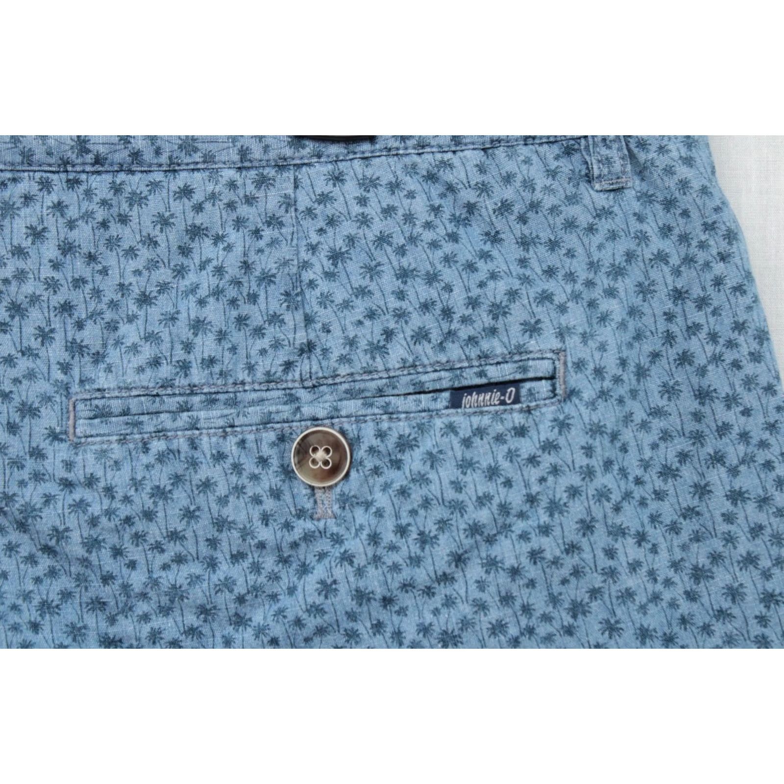 johnnie-O johnnie-O Val Shorts Mens 38 Blue Mini Palms Tropical Chambray Indigo Beach Golf Shirt Size US 38 / EU 54 - 4 Thumbnail