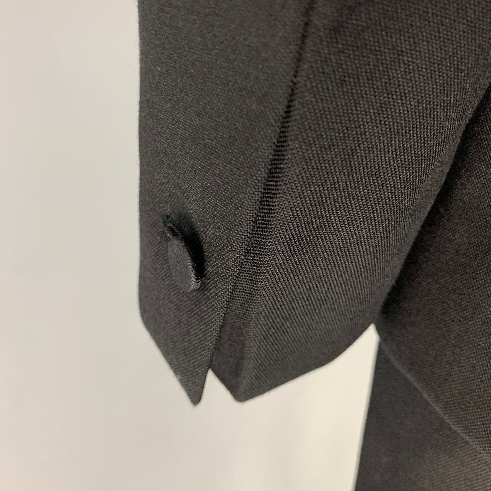 Mr P. MR P. Size 46 Black Solid Wool Shawl Collar Tuxedo Size 46R - 6 Thumbnail