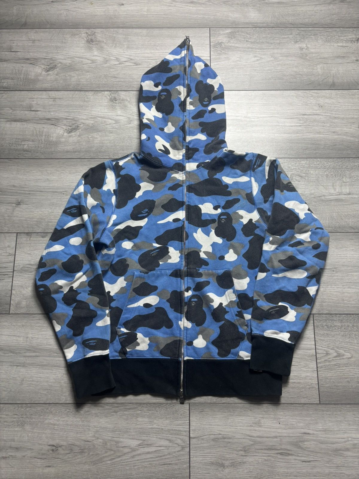 Bape blue camo full zip hoodie