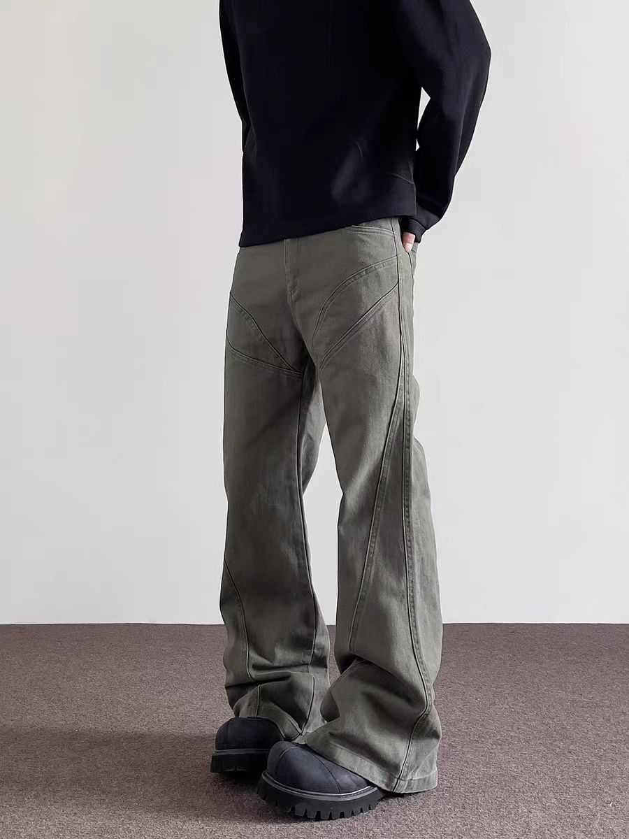 High Street Deconstructed Vintage Micro Flare Work Trousers