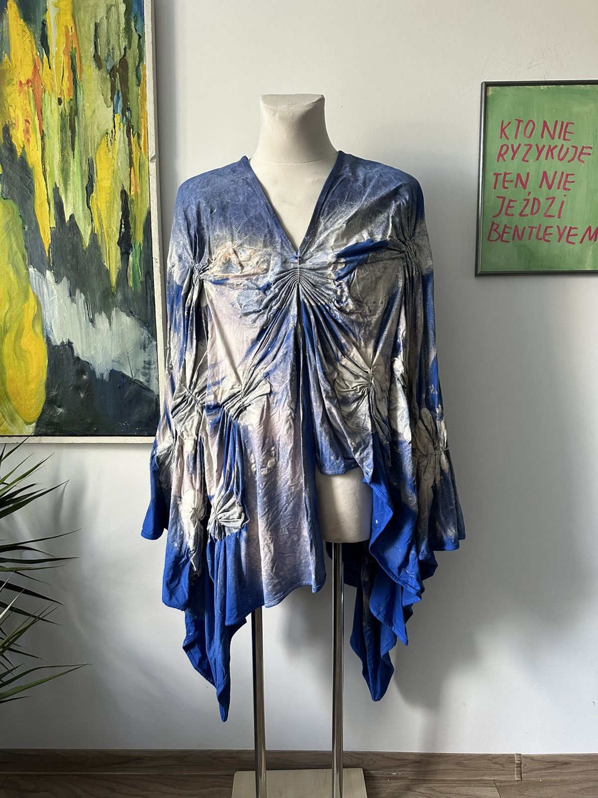 Designer Experimental wax cape asymmetric rare school Size US M / EU 48-50 / 2 - 1 Thumbnail