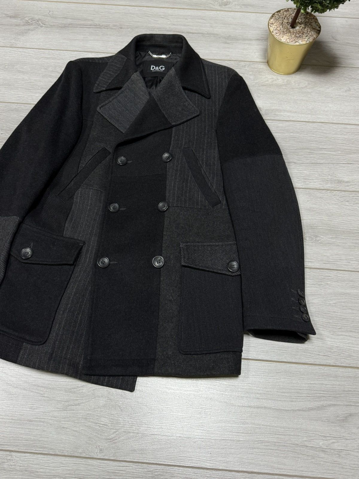 Dolce & Gabbana D&G Patchwork Wool Double-Breasted Coat, Size 48 Dolce Size US M / EU 48-50 / 2 - 8 Thumbnail