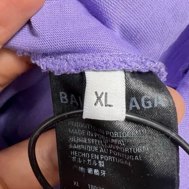 Balenciaga Balenciaga Distressed Purple Logo Slogan Hooded Sweatshirt Size US XL / EU 56 / 4 - 4 Thumbnail