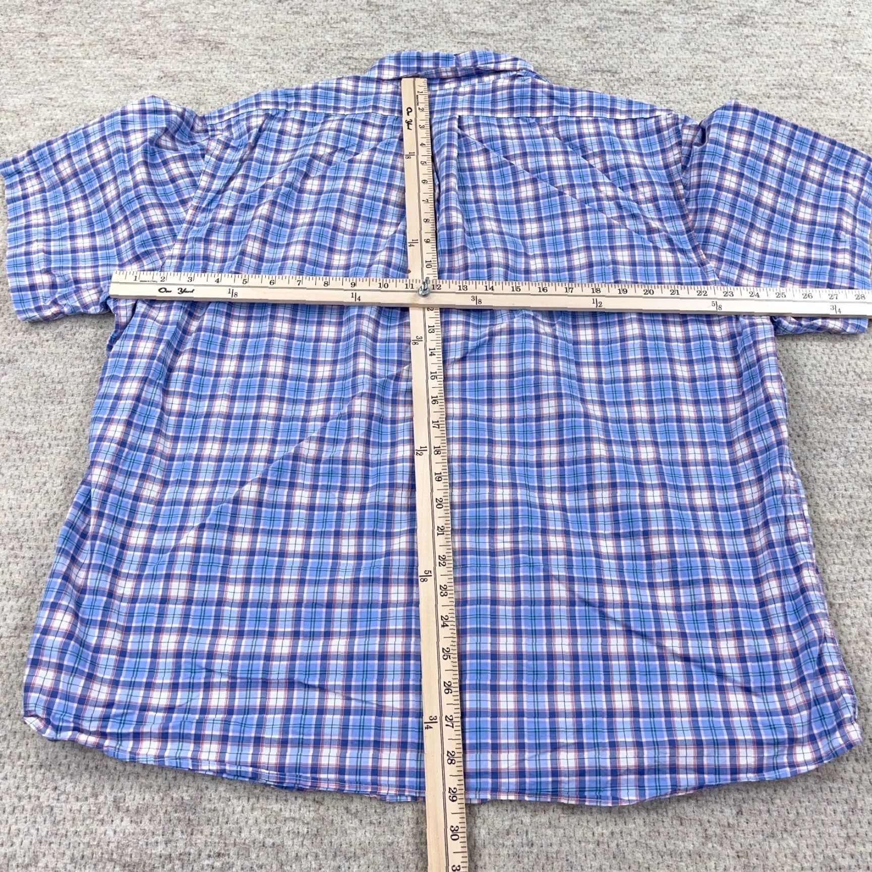 Brooks Brothers Brooks Brothers Button-Up Shirt Men XL Blue Plaid Short Sleeve Casual Dress Size 46R - 6 Thumbnail
