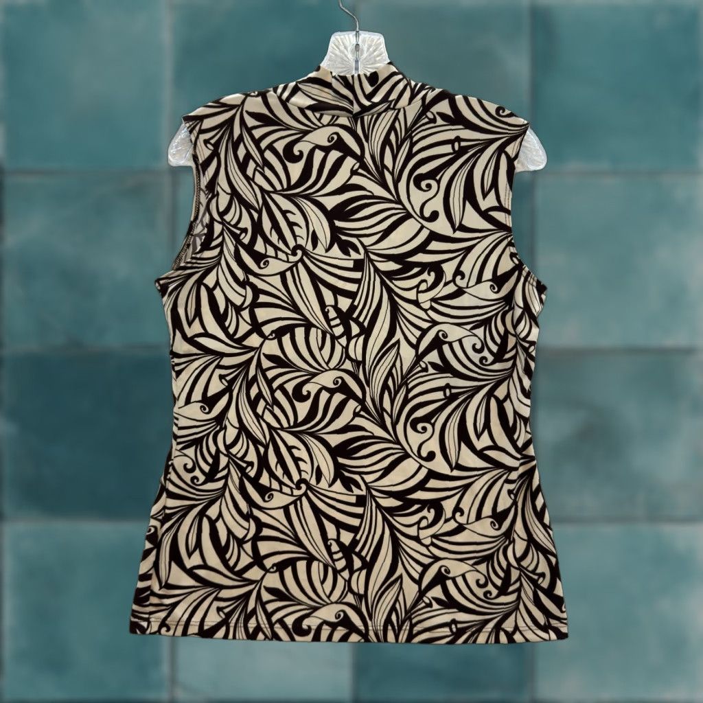 Vintage VINTAGE 90s Y2K Slinky Stretch Top L Brown Beige Sleeveless Pattern Print Shirt Mens Size L / US 10 / IT 46 - 1 Thumbnail