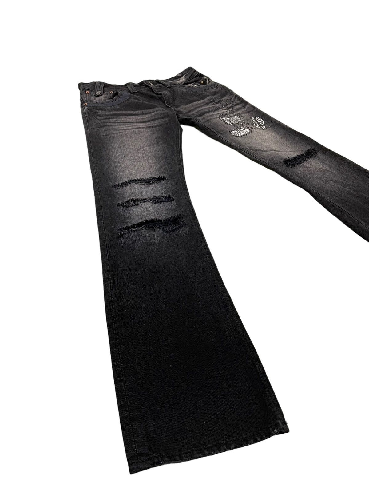 Japanese Brand Flare Jeans Semantic Design x Disney Distress Low Rise 6🟦5 Size US 31 - 1 Thumbnail