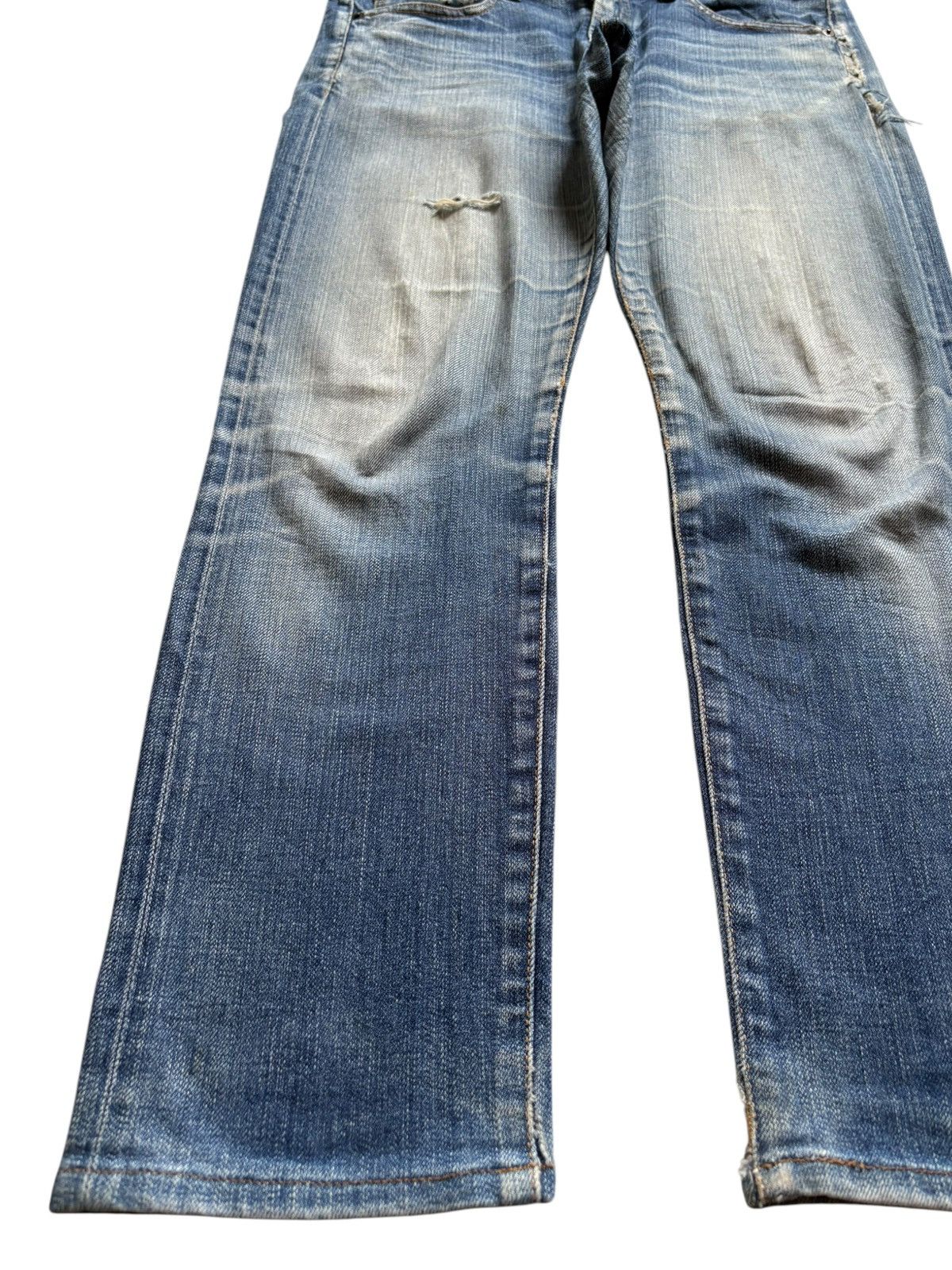 FOB Factory × Japanese Brand Vintage Fob Factory Selvedge Mud Wash Distressed Ripped Jean Size US 32 / EU 48 - 6 Thumbnail