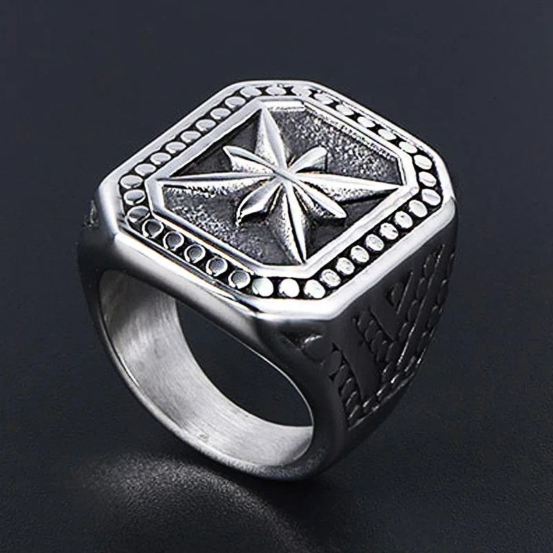 Jewelry Vintage Heavy Metal North Star Signet Ring Size ONE SIZE - 4 Thumbnail