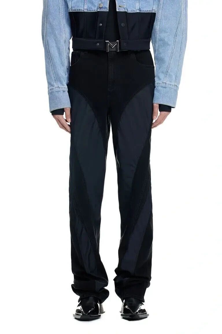 Mugler Thierry Mugler x H&M Spiral Panel Jeans Black Denim Pants HM Size US 36 / EU 52 - 9 Thumbnail