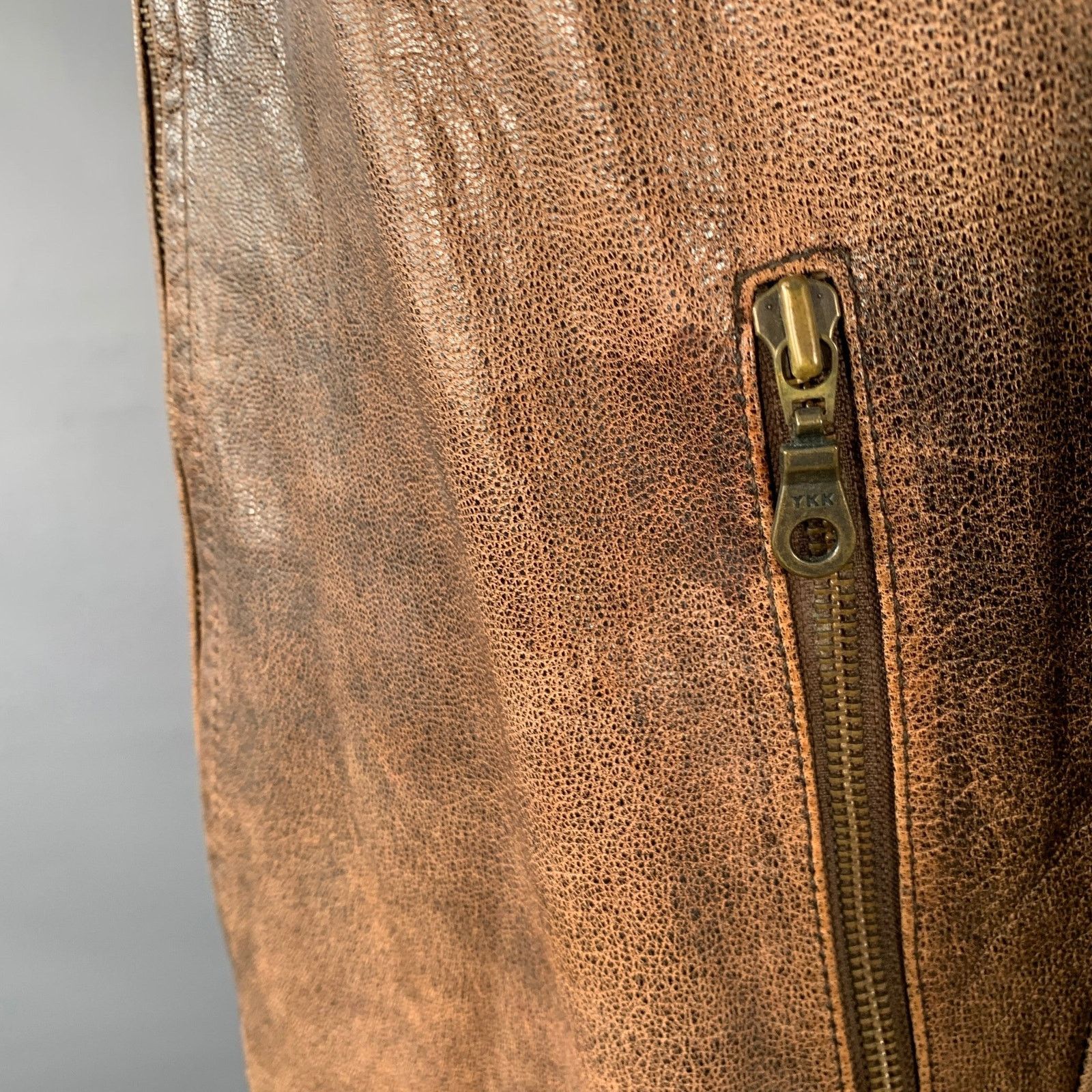 Other COMPAGNIA DELLE PELLI M Brown Leather Zip Up Racer Jacket Size US M / EU 48-50 / 2 - 5 Thumbnail