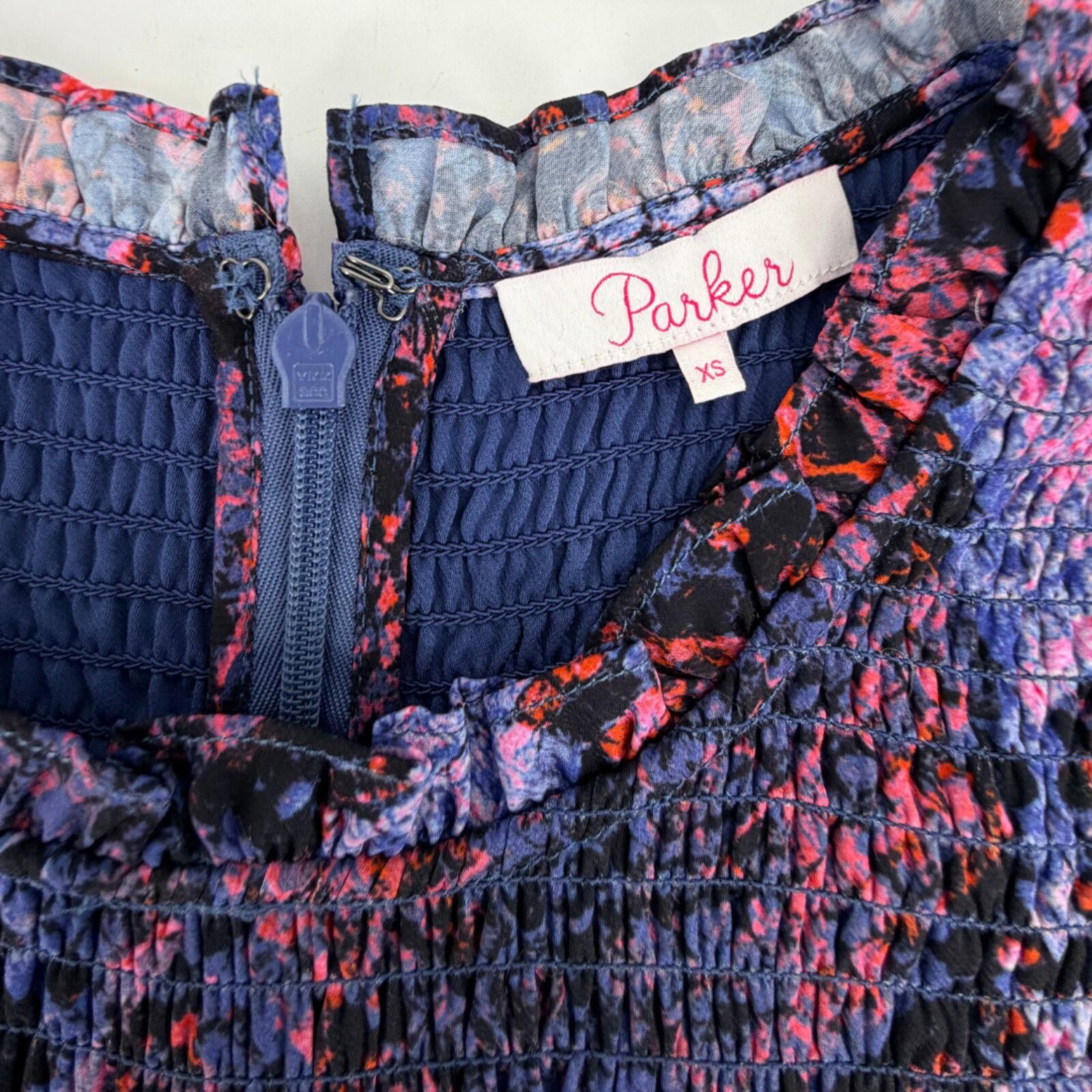Packer Shoes Parker Snake Print Smocked Mini Dress Long Sleeve Purple XS Size XS / US 0-2 / IT 36-38 - 4 Thumbnail