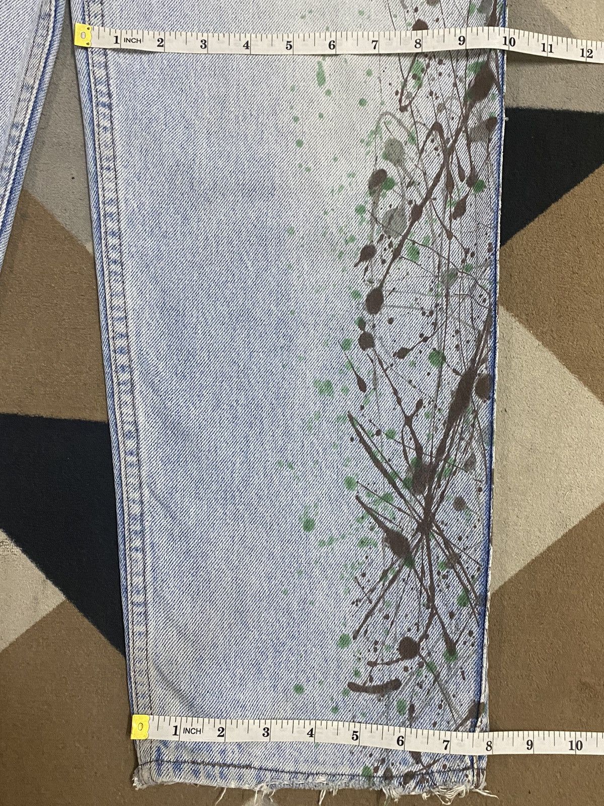 Levi's Made & Crafted Vintage 90’s Levis Leather Hybrid Denim Paint Splatter Jeans Size US 33 - 24 Thumbnail