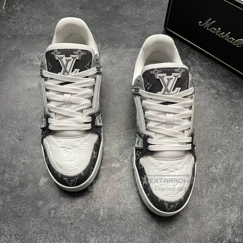 Louis Vuitton Louis Vuitton TRAINER Grey and White Denim shoes Size US 7.5 / EU 40-41 - 7 Thumbnail