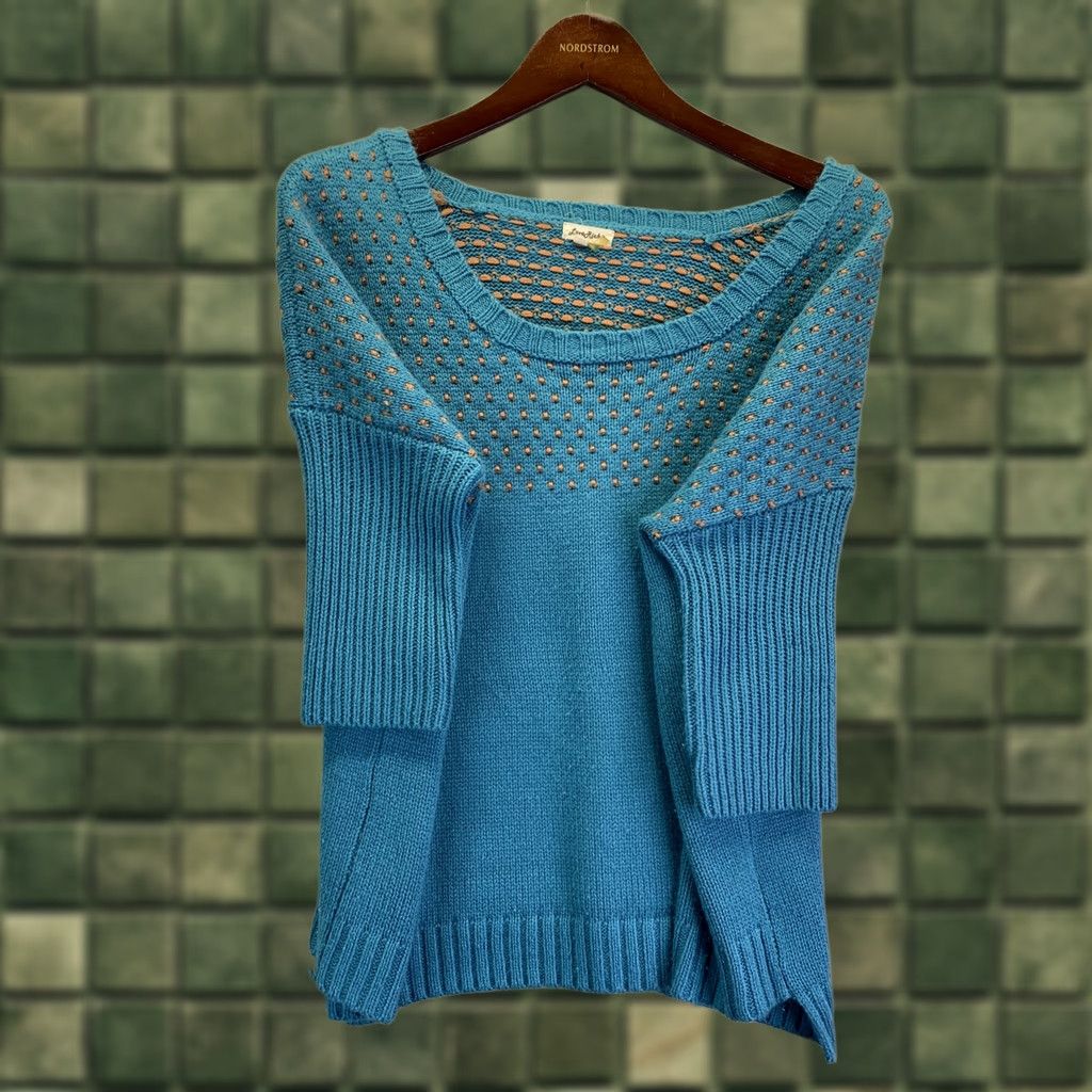 Vintage LoveRiche Women’s Polka Dot Blue Short Sleeve Knit Crop Sweater M Size M / US 6-8 / IT 42-44 - 1 Thumbnail
