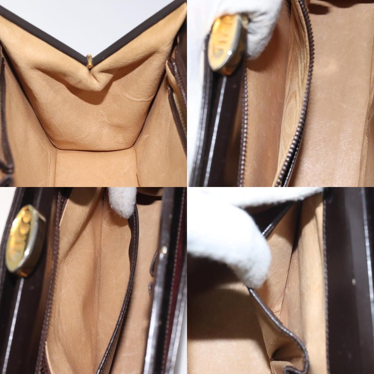 Gucci GUCCI Hand Bag Leather Brown Gold Size ONE SIZE - 12 Thumbnail
