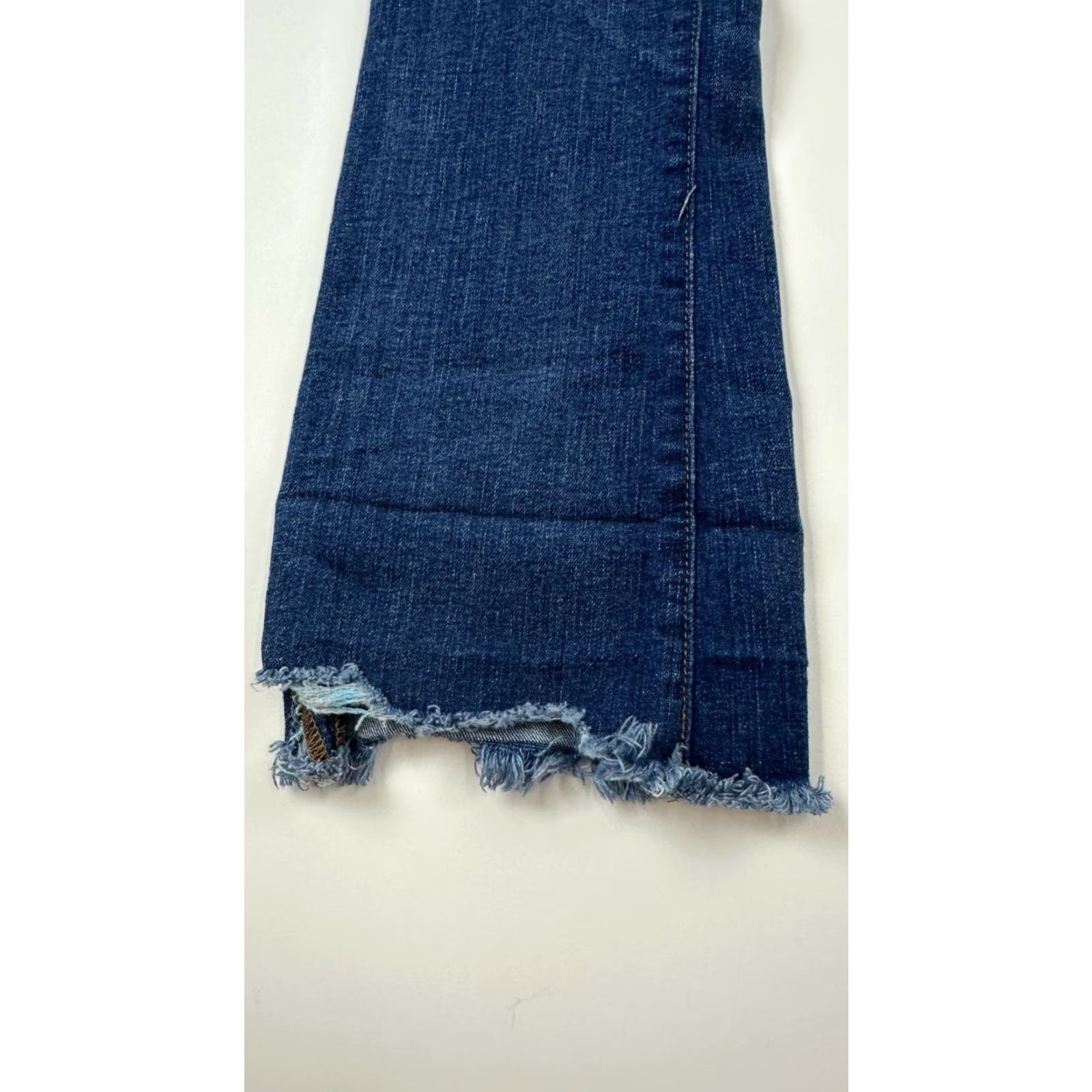 J.Crew Point Sur Jeans Womens 23 Blue Denim Stretch Distressed Frayed Hem High-Rise Regular Fit Size 40" / US 18 - 3 Thumbnail