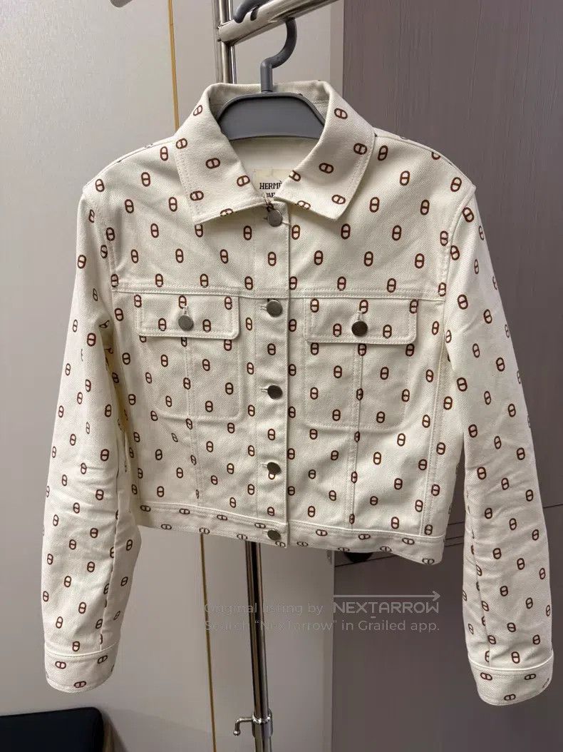 Hermes Hermes Full Print Pig Nose Logo Lapel Jacket - Cotton Size XS / US 0-2 / IT 36-38 - 1 Thumbnail