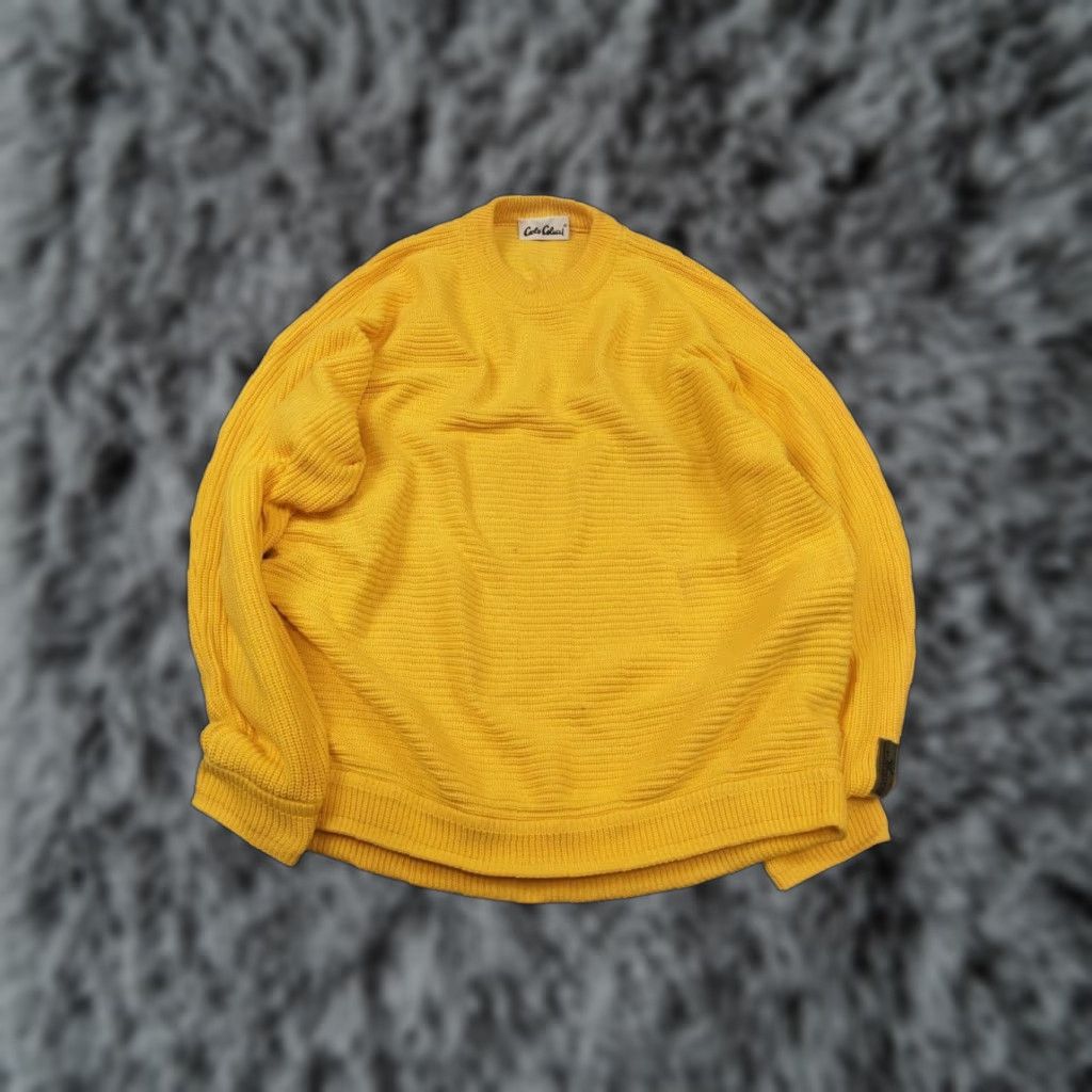 Carlo Colucci VINTAGE Carlo Colucci Logo Yellow Knit Cotton Blend Sweater M Wool? No, Cotton Blend Size US M / EU 48-50 / 2 - 1 Thumbnail