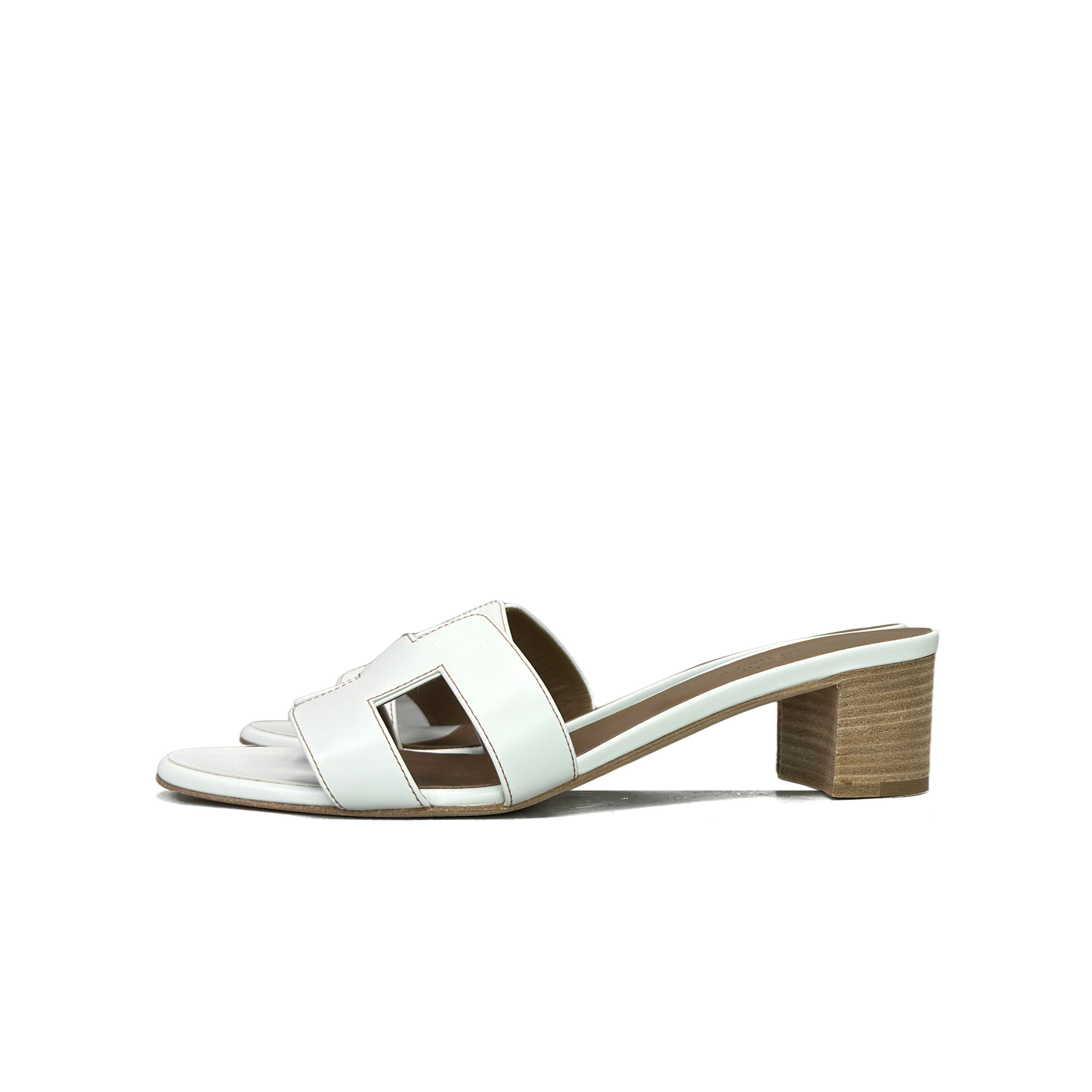 Hermes Hermès White Leather Oasis Sandals Size 38.5 Size US 8.5 / IT 38.5 - 1 Thumbnail