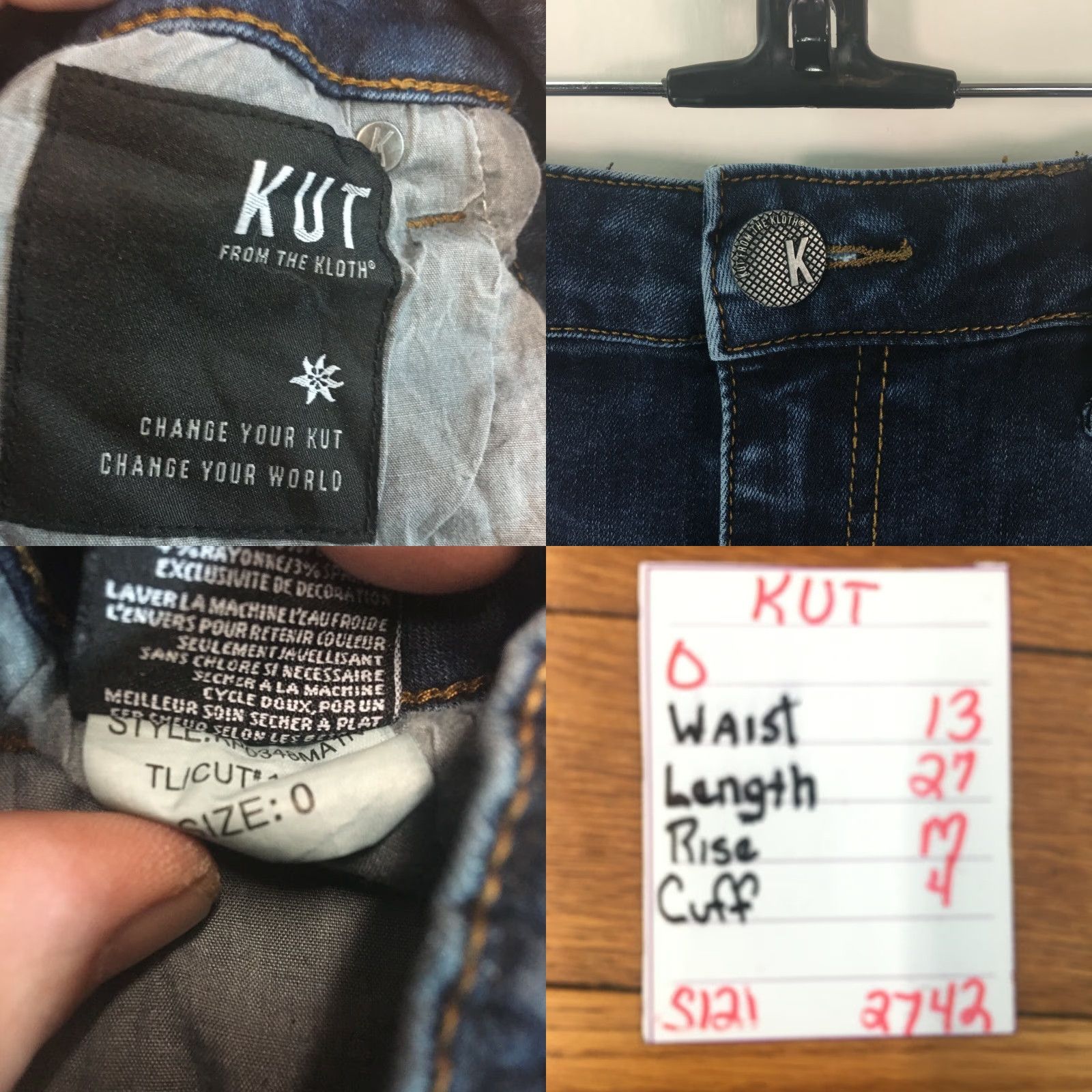 Vintage KUT from the Kloth Jeans Womens Size 0 Skinny Blue Denim 26X27 Size 25" / US 0 / IT 36 - 8 Thumbnail