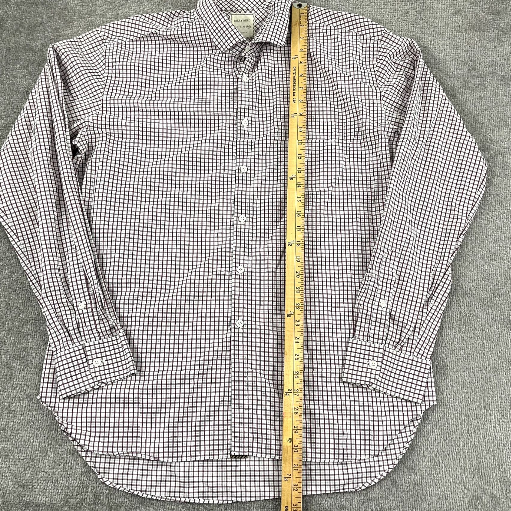 Billy Reid BILLY REID Shirt Mens 2XL XXL Red White Windowpane Check Button Up Long Sleeve Shirt Size US XXL / EU 58 / 5 - 3 Thumbnail