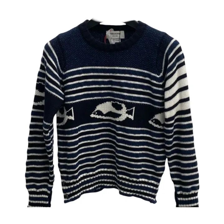 Thom Browne Thom Browne Striped Fish Pattern Knit Sweater Size US S / EU 44-46 / 1 - 1 Thumbnail