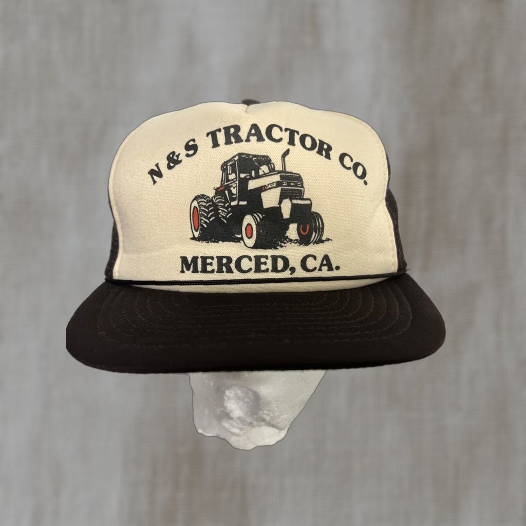 Vintage Otto Trucker Hat Merced CA Tractor Co. Brown Beige Size ONE SIZE - 1 Thumbnail