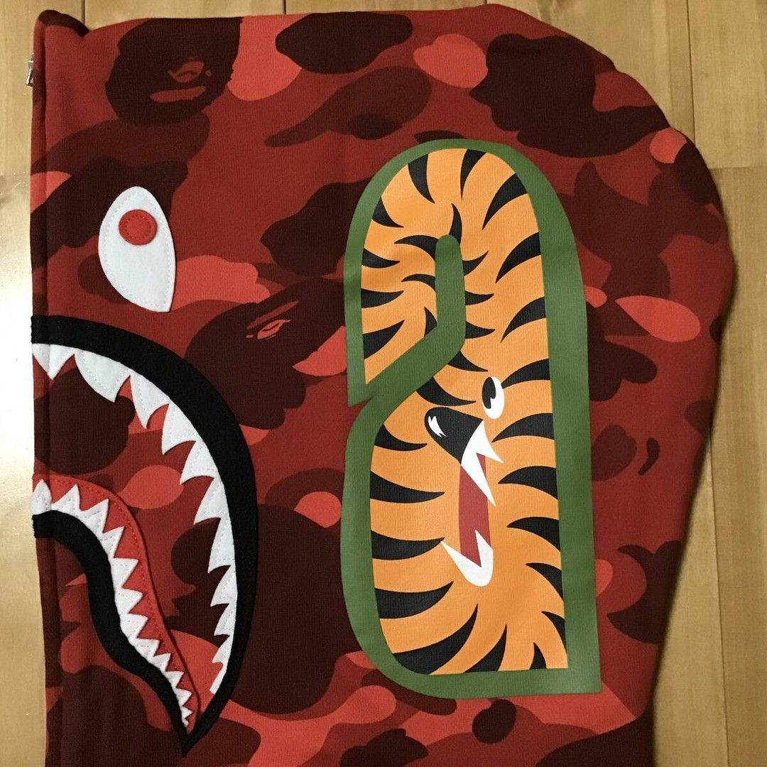 Bape BAPE WGM Shark Full Zip Hoodie Red Camo a bathing ape Size US M / EU 48-50 / 2 - 6 Thumbnail