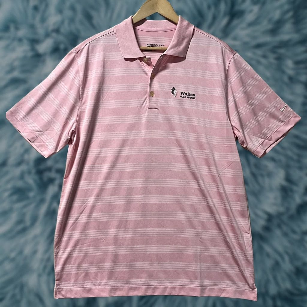 Nike Nike Golf Polo Shirt Mens Large Pink Striped Hawaii Logo Performance Dry Fit Size US L / EU 52-54 / 3 - 1 Thumbnail