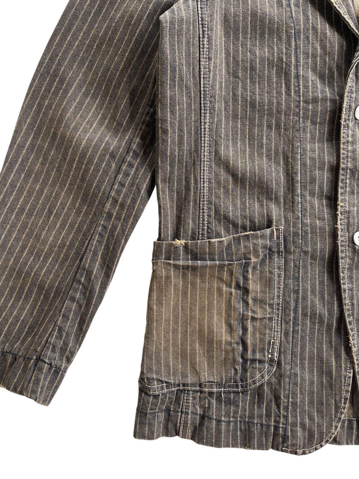 Japanese Brand PTTP Stripe Denim Chore Jacket Size US M / EU 48-50 / 2 - 11 Thumbnail