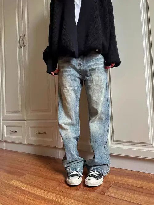 VIBE Vintage street Y2K electric print wide leg baggy jeans Size US 34 / EU 50 - 2 Thumbnail