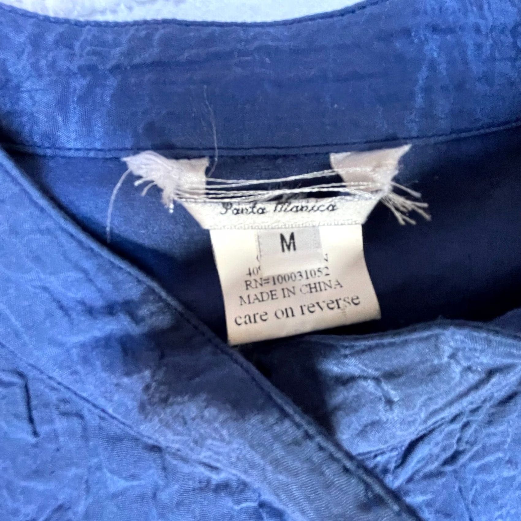 Nique Citron Santa Monica Womens Unique Buttons Long Sleeve Crinkle Top Blue Medium Size M / US 6-8 / IT 42-44 - 3 Thumbnail