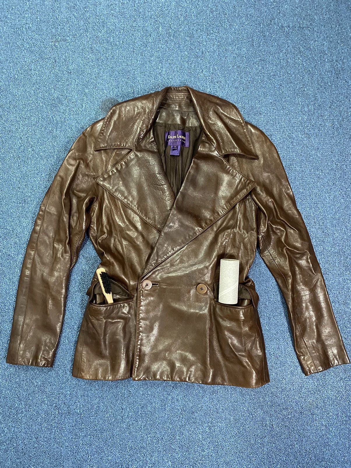 Ralph Lauren Purple Label Ralph Lauren Collection Double Breasted Leather Jacket Size S / US 4 / IT 40 - 3 Thumbnail