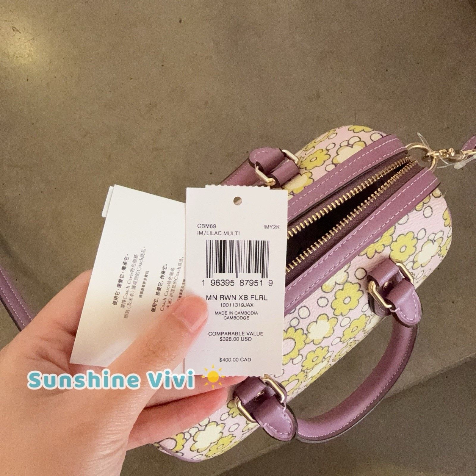 Coach NWT COACH CBM69 Mini Rowan Crossbody Bag Floral Print Lilac Size ONE SIZE - 5 Thumbnail