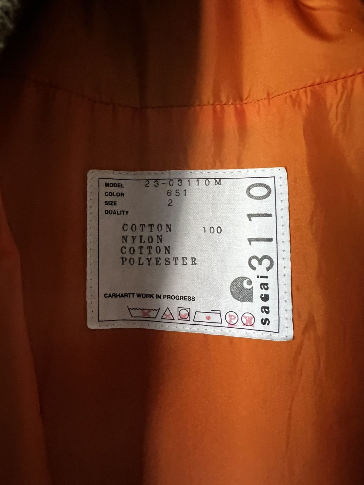 Carhartt × Sacai Sacai X Carhartt WIP Canvas X MA-1 Jacket Michigan Size US S / EU 44-46 / 1 - 4 Thumbnail