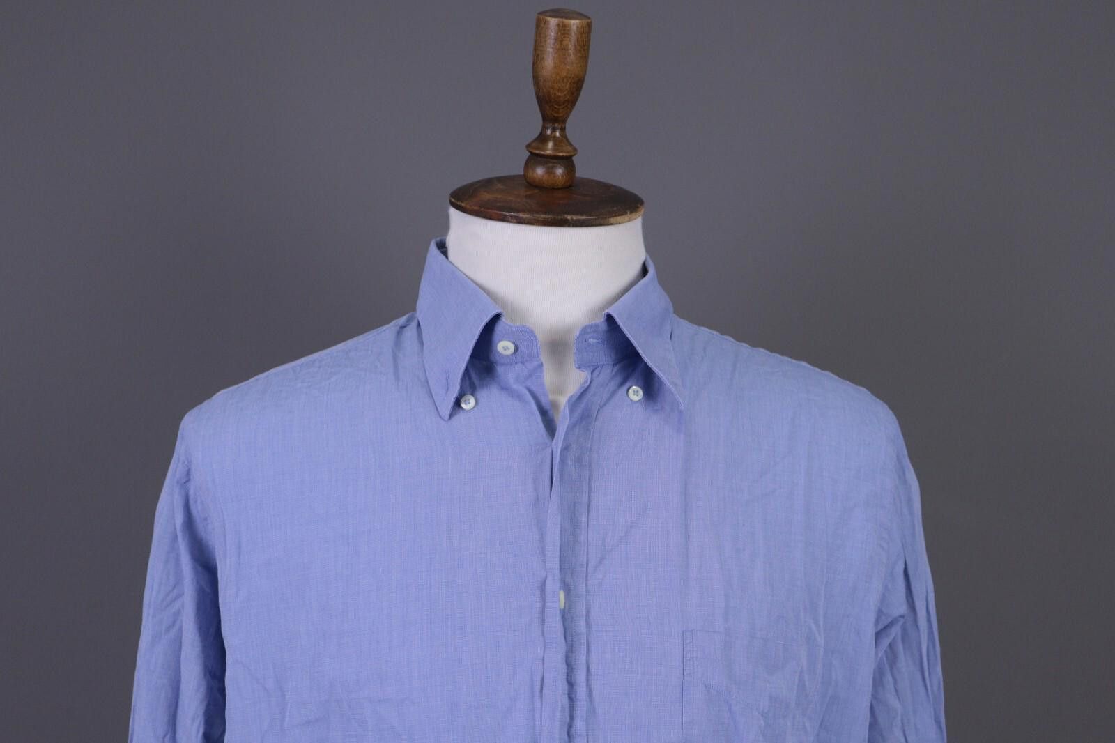 Designer Boggi Milano Regular Fit Blue Down Shirt Size 43 / 17 Size US M / EU 48-50 / 2 - 2 Thumbnail