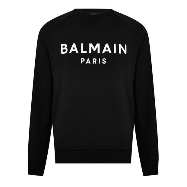 image of Balmain O1G2R1Mq0324 Logo Sweatshirts In Black, Men's (Size Small)