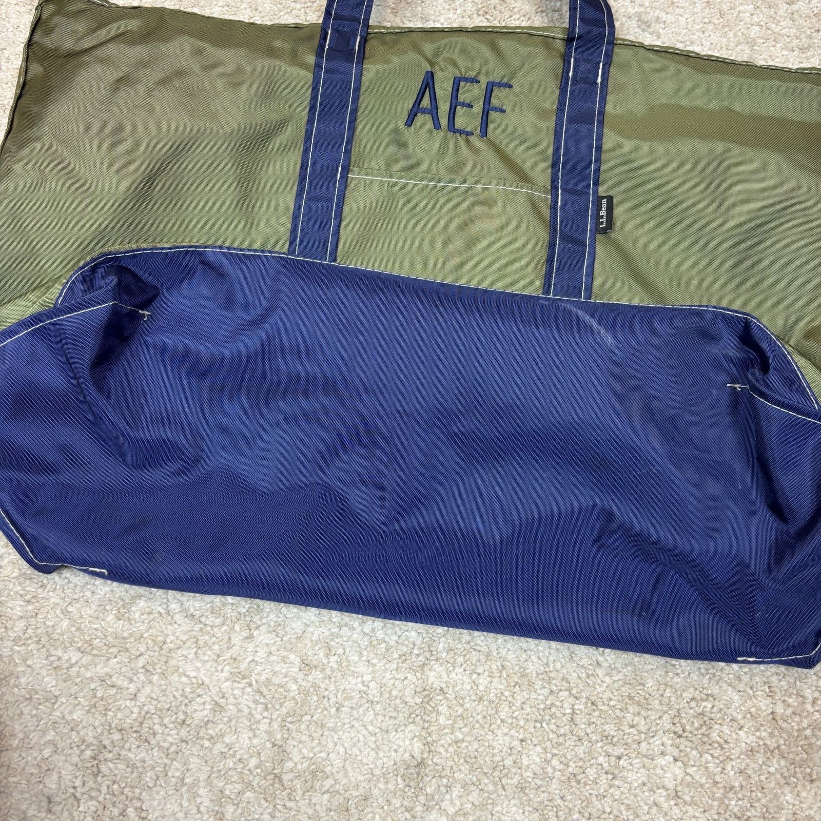L.L. Bean LL Bean Nylon Boat and Tote Bag Navy Green Rare 23x15" Size ONE SIZE - 10 Thumbnail