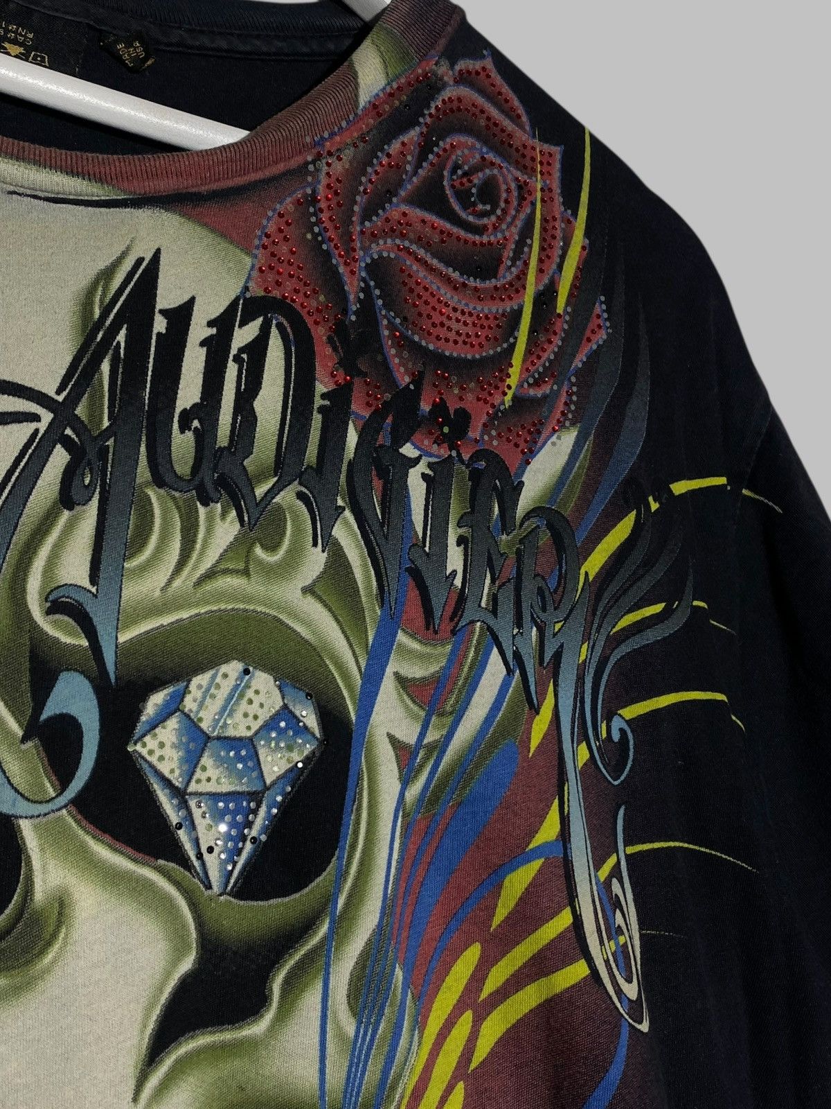 Christian Audigier 🔥 Y2K CHRISTIAN AUDIGIER SKULL ROSES TATTOO TEE GOTHIC VIBES Size US XL / EU 56 / 4 - 5 Thumbnail