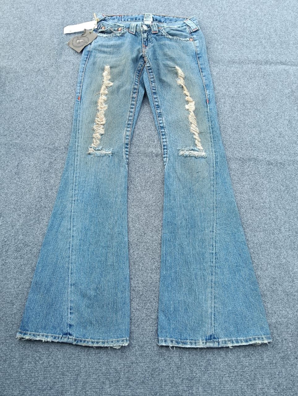 True Religion Distressed True Religion Women's Super Flare Jeans USA made. Size 28" / US 6 / IT 42 - 1 Thumbnail