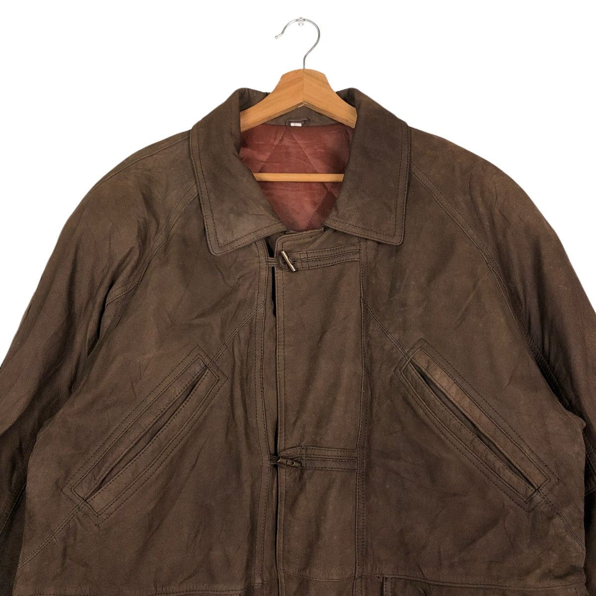 Japanese Brand 🔥VINTAGE FLY LEATHER JACKET ISSEY MIYAKE DESIGN Size US L / EU 52-54 / 3 - 3 Thumbnail