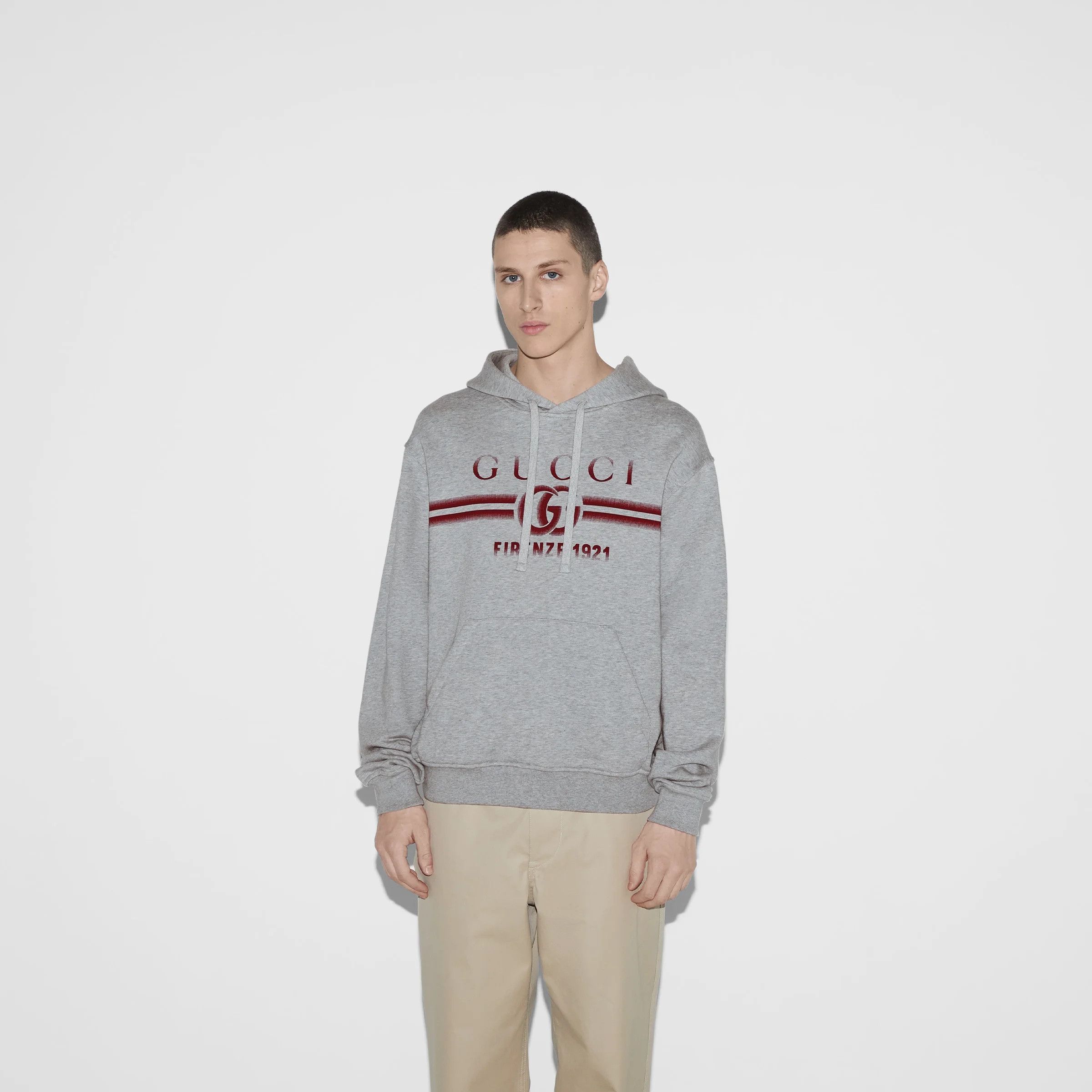 Gucci oc11z0226 Printed Cotton Jersey Hooded Sweatshirt Gray Size US XXL / EU 58 / 5 - 3 Thumbnail