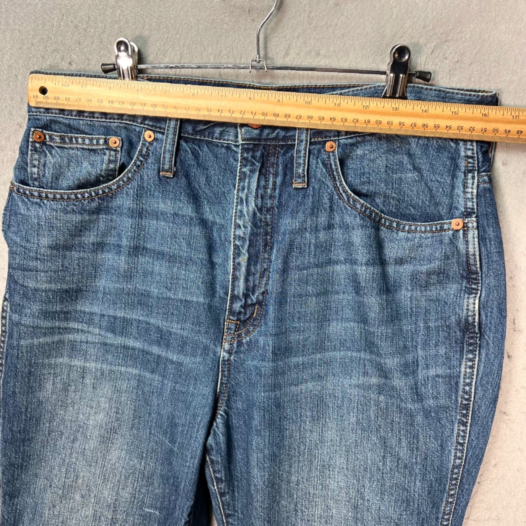 Madewell Madewell Jeans Cropped Denim 31 High-Rise Rigid Demi-Boot Distressed Blue Womens Jeans Size 24" / US 00 / IT 34 - 6 Thumbnail