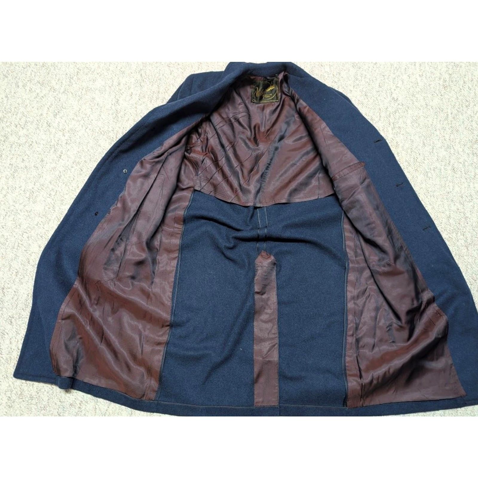 Vintage VINTAGE blue 1940s 1930s OVERCOAT Wool Men 42 Regular Long Coat - Donegal English USA Made Topcoat Jacket Size US M / EU 48-50 / 2 - 6 Thumbnail