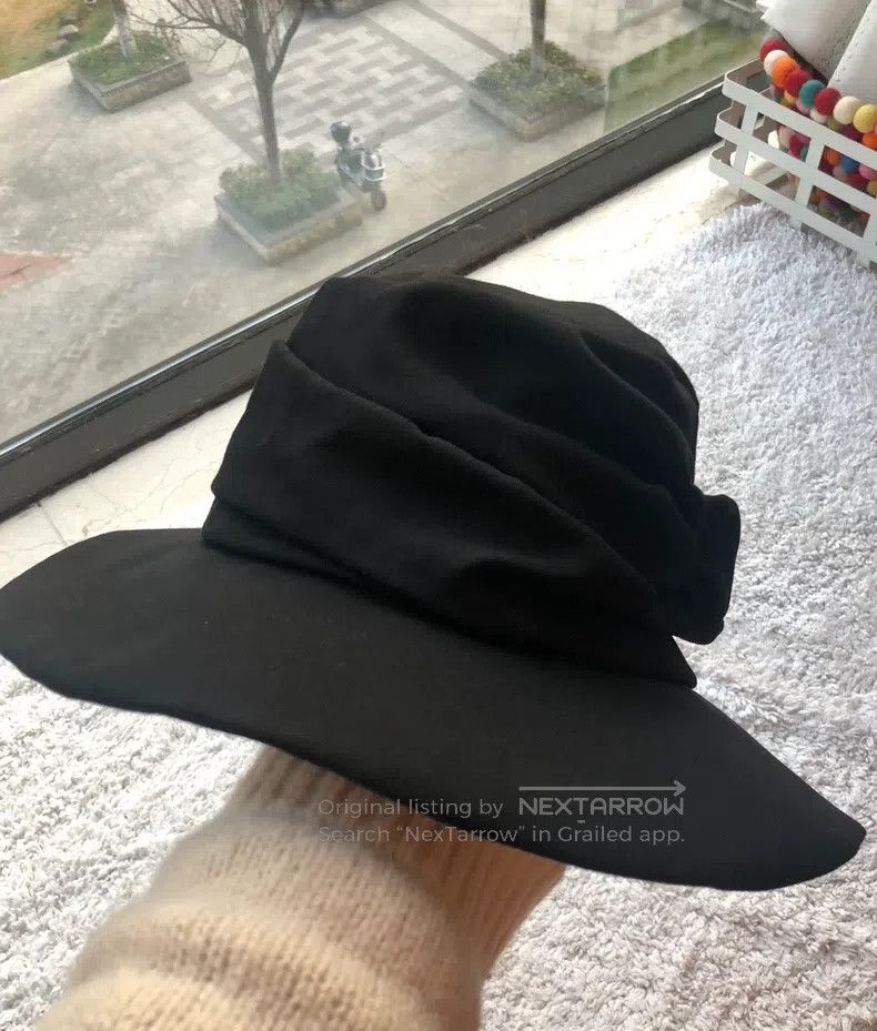 Yohji Yamamoto Yohji Yamamoto Wide Brim Hat Wool Black Wide Brim Hat Size ONE SIZE - 2 Thumbnail