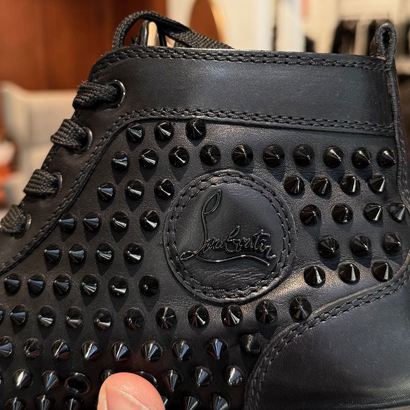 Christian Louboutin Christian Louboutin Black Leather Louis Spikes Sneakers Size US 8 / EU 41 - 15 Thumbnail