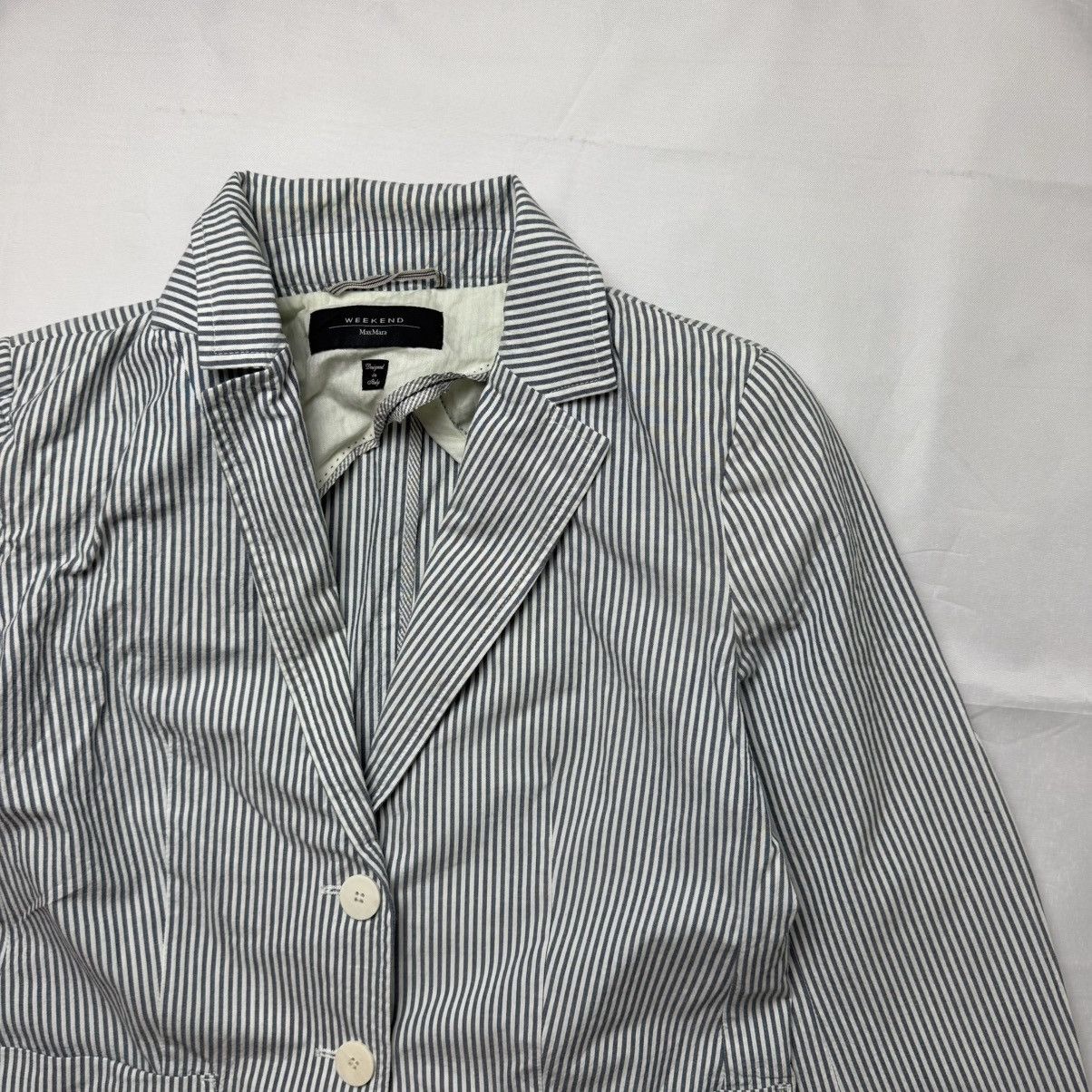 Weekend Max Mara Weekend Max Mara Striped Blazer Jacket Blue White Size 10 Size L / US 10 / IT 46 - 5 Thumbnail