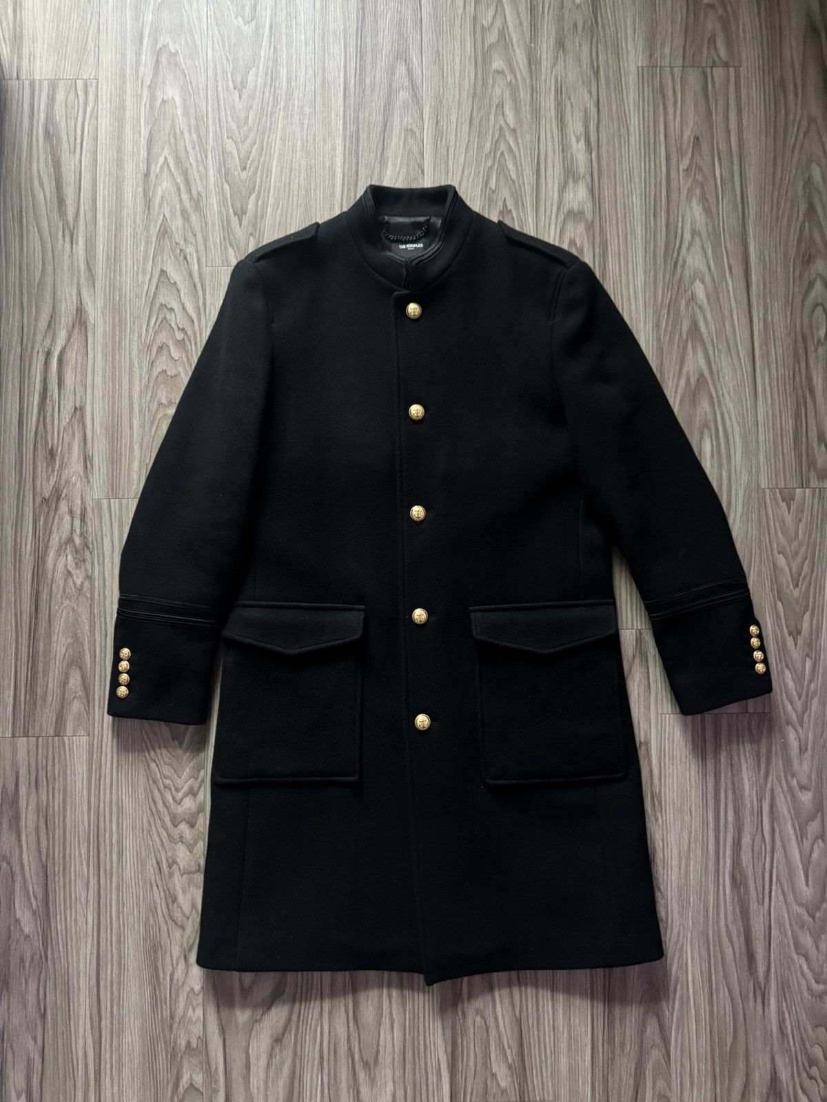 The Kooples THE KOOPLES Gold Button Military Coat in Black Wool Size US L / EU 52-54 / 3 - 1 Thumbnail